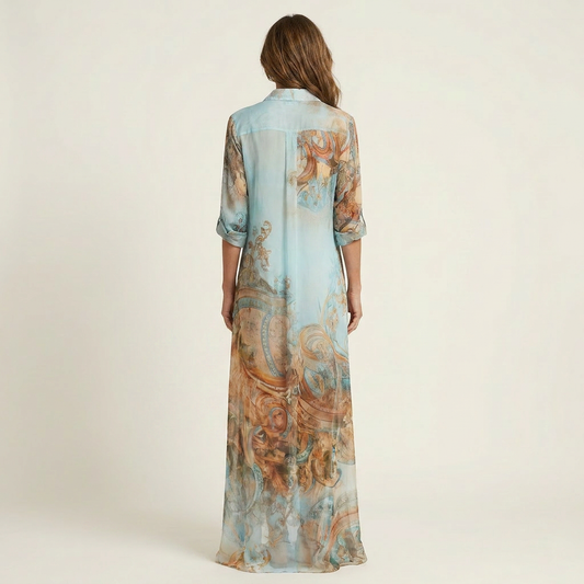 Lanie | Vestido Camisero Maxi Efecto Seda