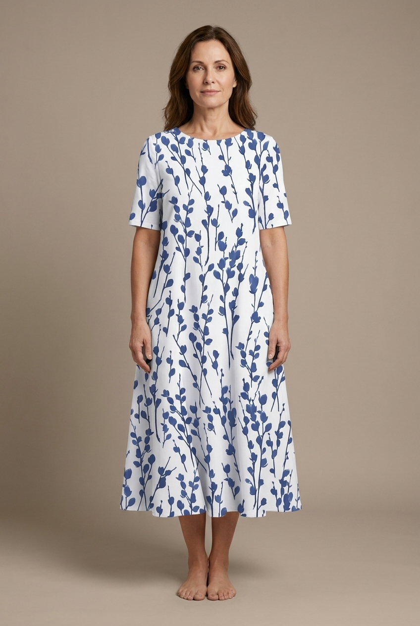 Marina | Vestido Midi Fluido con Estampado Floral