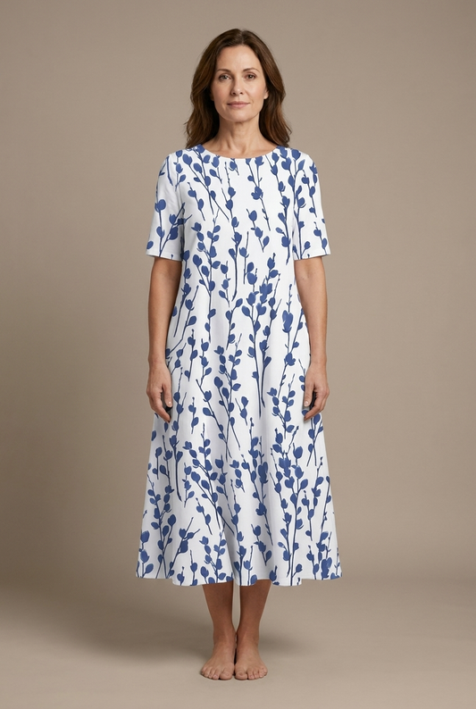 Marina | Vestido Midi Fluido con Estampado Floral