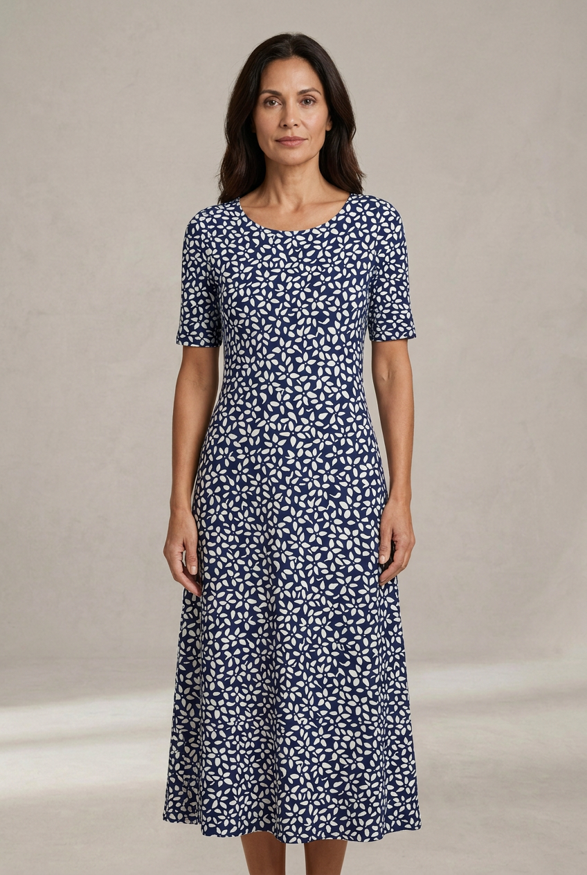 Marina | Vestido Midi Fluido con Estampado Floral