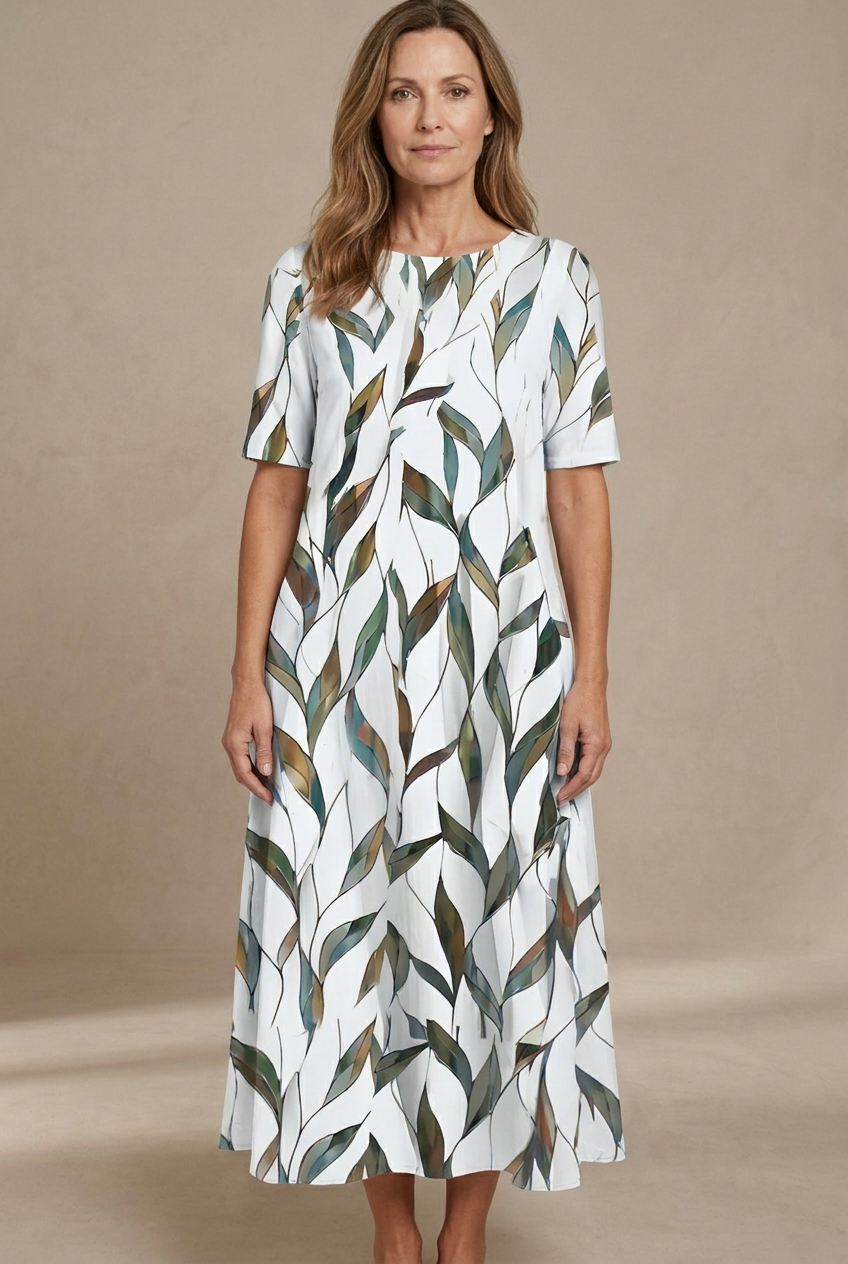 Marina | Vestido Midi Fluido con Estampado Floral