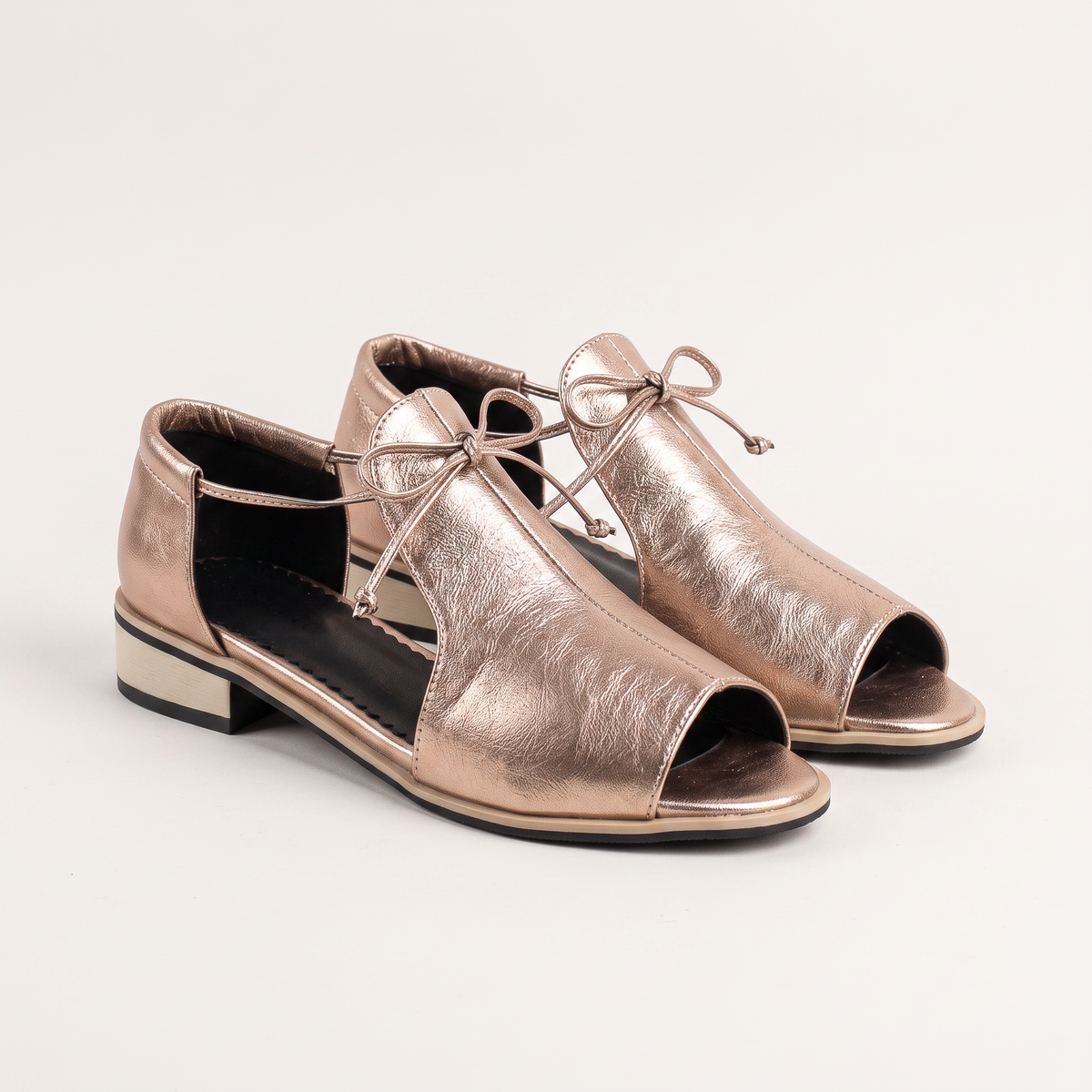 Sandalias tiras mujer efecto piel metalizado elegantes