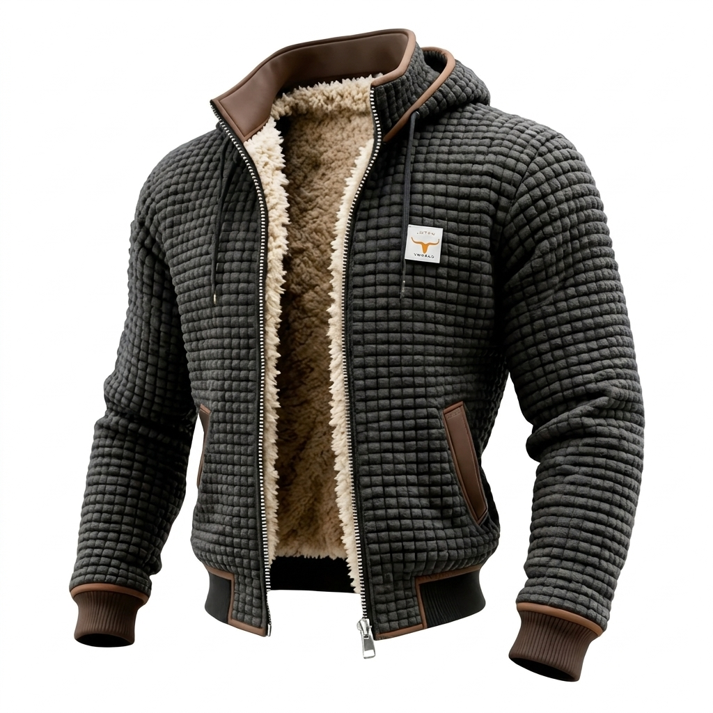 Chaqueta retro hombre con capucha y cremallera forrada