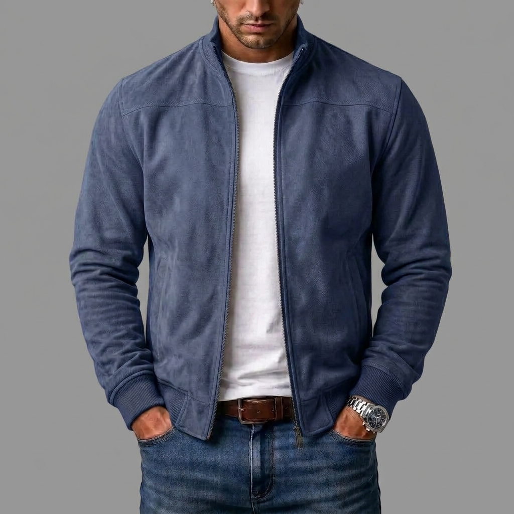 Bomber efecto ante hombre con detalles acanalados