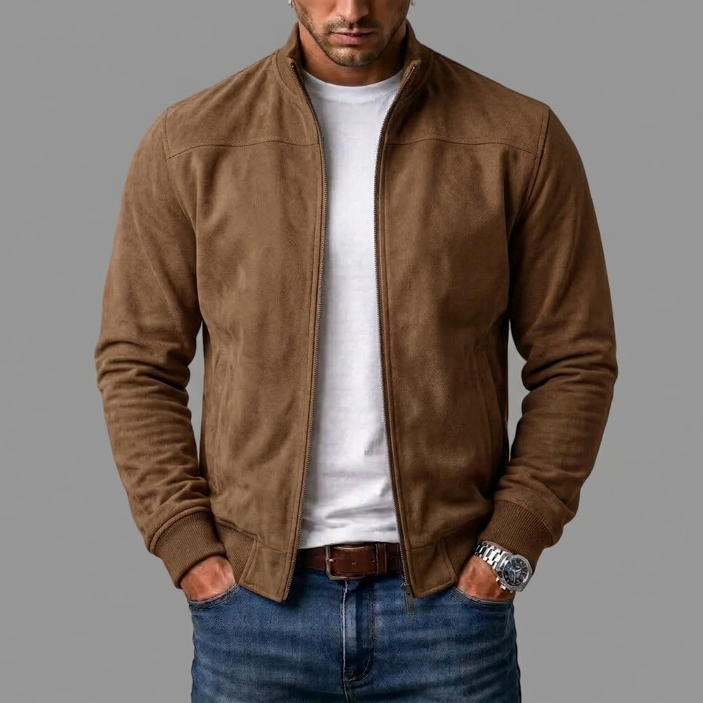 Bomber efecto ante hombre con detalles acanalados
