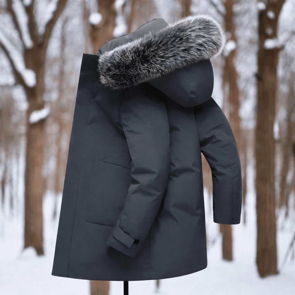 Higinio | Parka de Invierno Cortavientos con Capucha de Pelo Sintético - Gris marengo