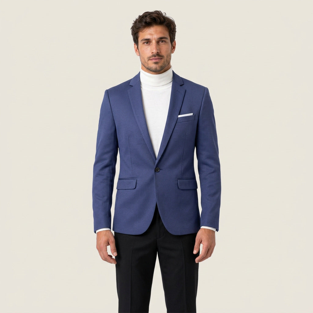 Hilario | Americana Slim Fit de Un Botón con Solapas para Hombre - Azul marino