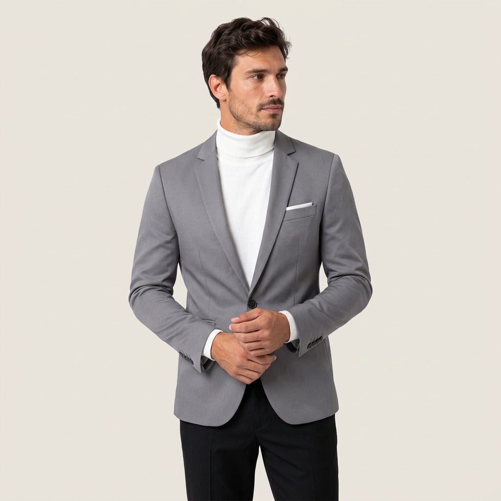 Hilario | Americana Slim Fit de Un Botón con Solapas para Hombre - Gris