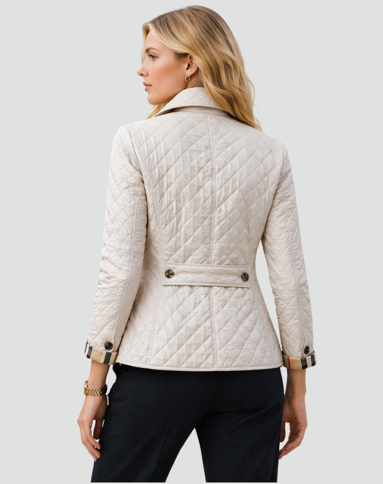 Hilda | Chaqueta Acolchada de Rombos con Botones y Puños de Cuadros