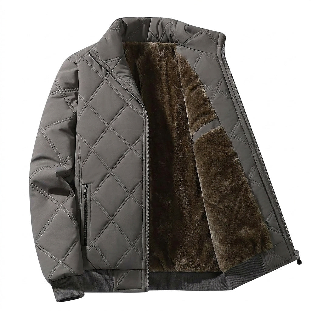Horacio | Bomber Acolchada en Rombos con Forro Afelpado para Hombre - Gris