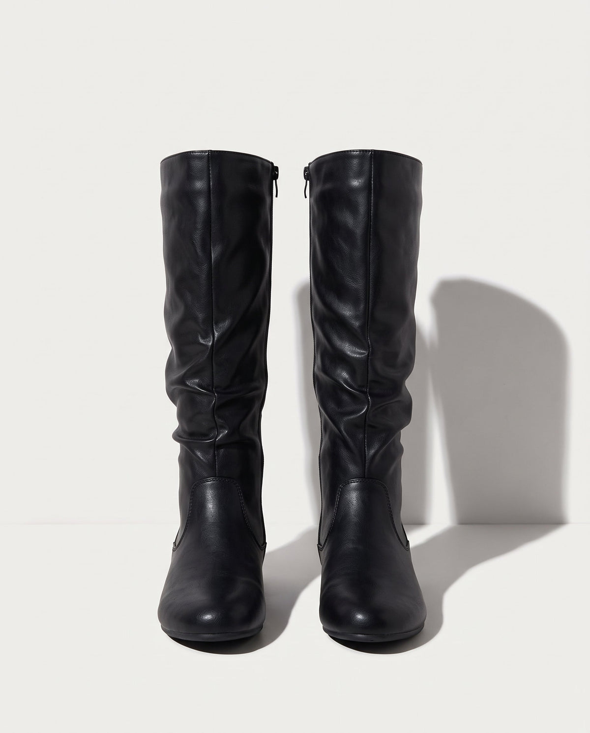 Hortensia | Botas Altas Planas Efecto Piel con Caña Fruncida