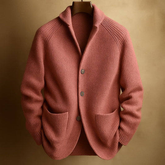 Cárdigan de punto canalé para hombre con cuello solapa - imagen 2