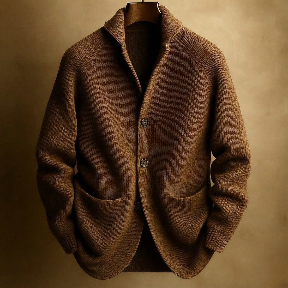 Cárdigan de punto canalé para hombre con cuello solapa - imagen 4