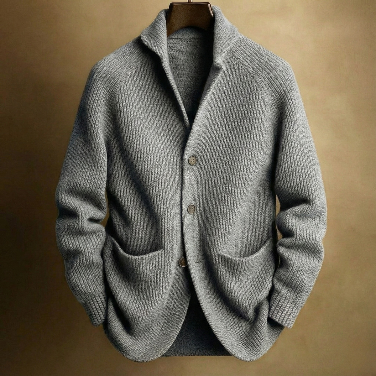 Cárdigan de punto canalé para hombre con cuello solapa - imagen 5