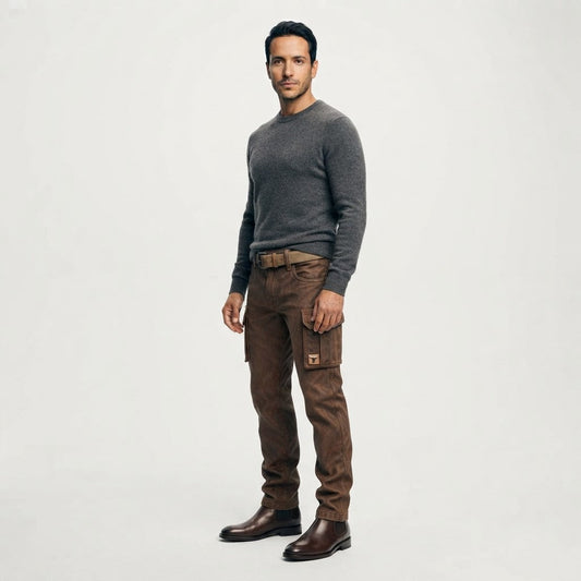 Pantalón utility forrado para hombre en marrón oscuro - Ignacio