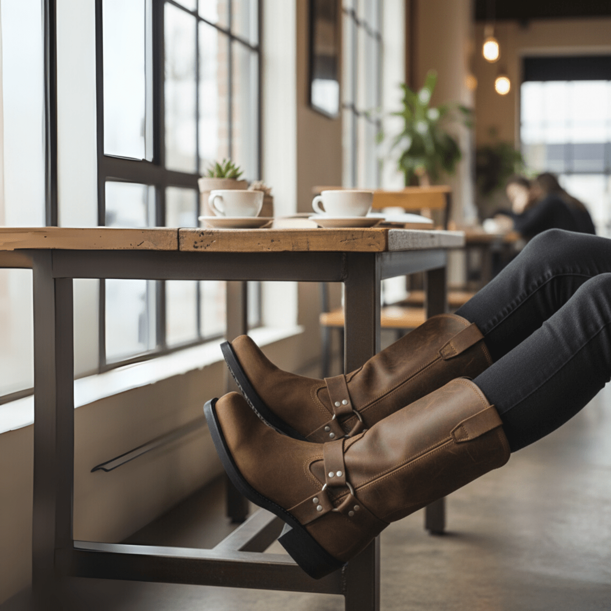 Ildefonso | Botas Moteras de Hombre Efecto Piel con Arnés y Anilla