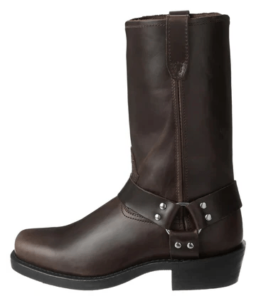 Ildefonso | Botas Moteras de Hombre Efecto Piel con Arnés y Anilla - Marrón oscuro