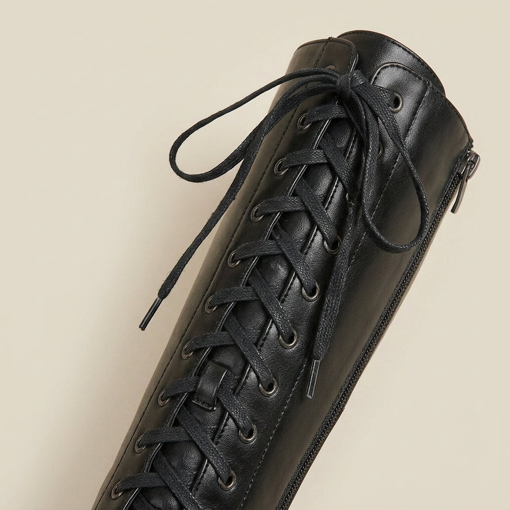 Ileana | Botas Altas con Cordones y Suela Track de Plataforma