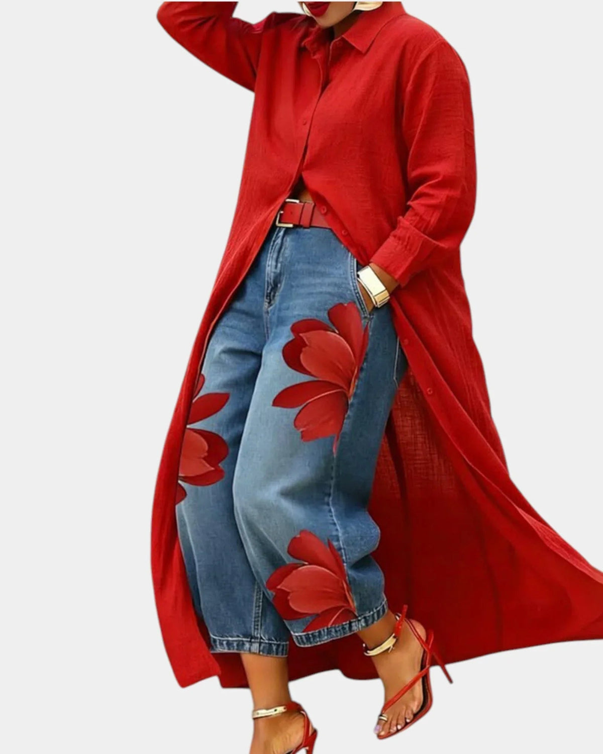 Céliane | Conjunto de Vestido y Pantalón de Mezclilla Ancho