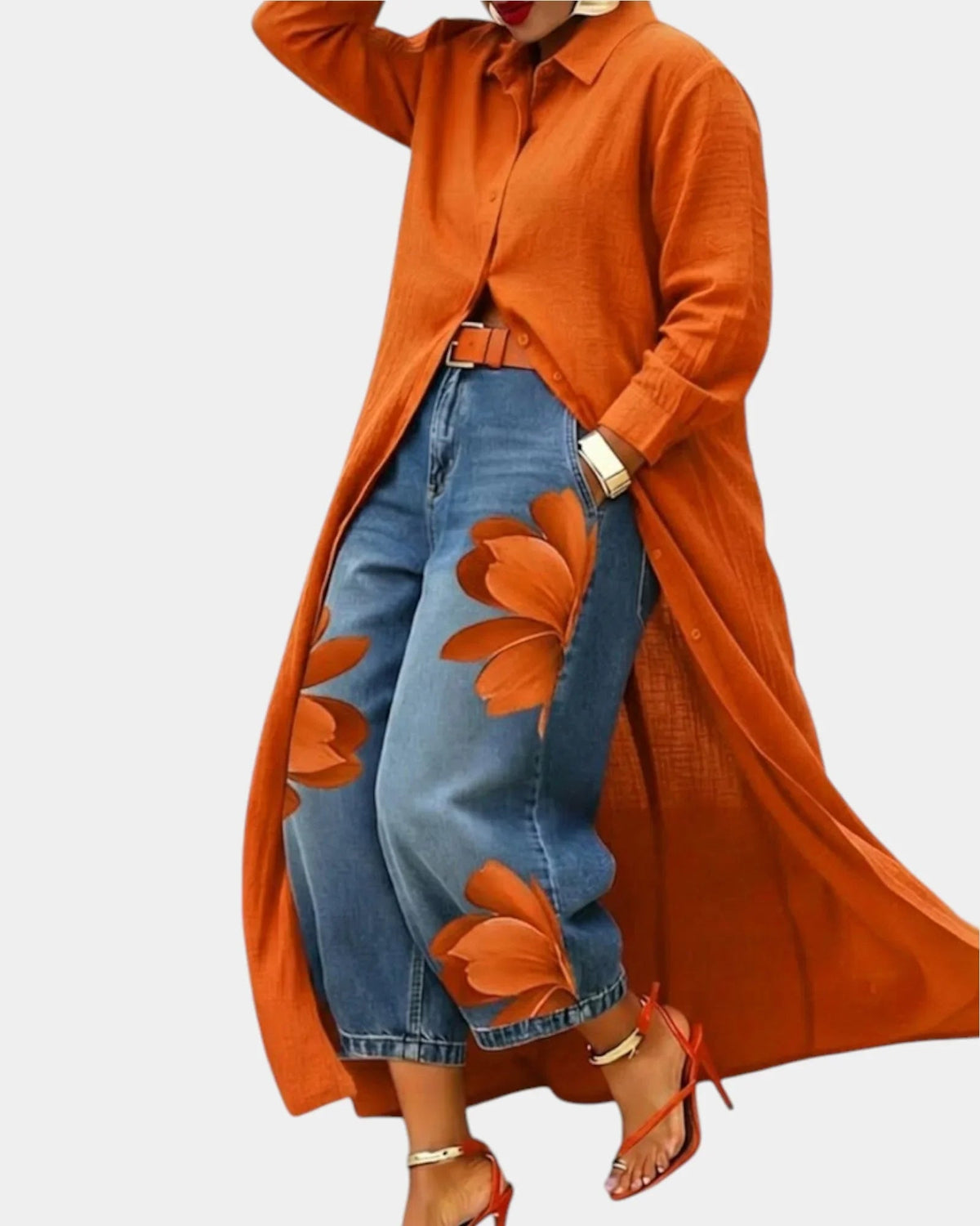 Céliane | Conjunto de Vestido y Pantalón de Mezclilla Ancho