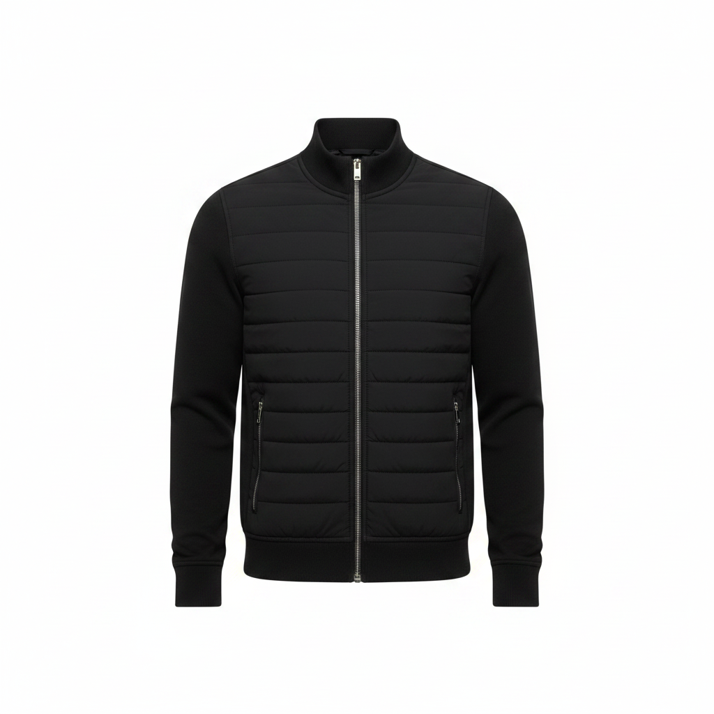 Inocencio | Chaqueta Híbrida Acolchada con Cuello Alto para Hombre - Negro