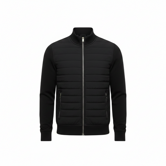Inocencio | Chaqueta Híbrida Acolchada con Cuello Alto para Hombre - Negro