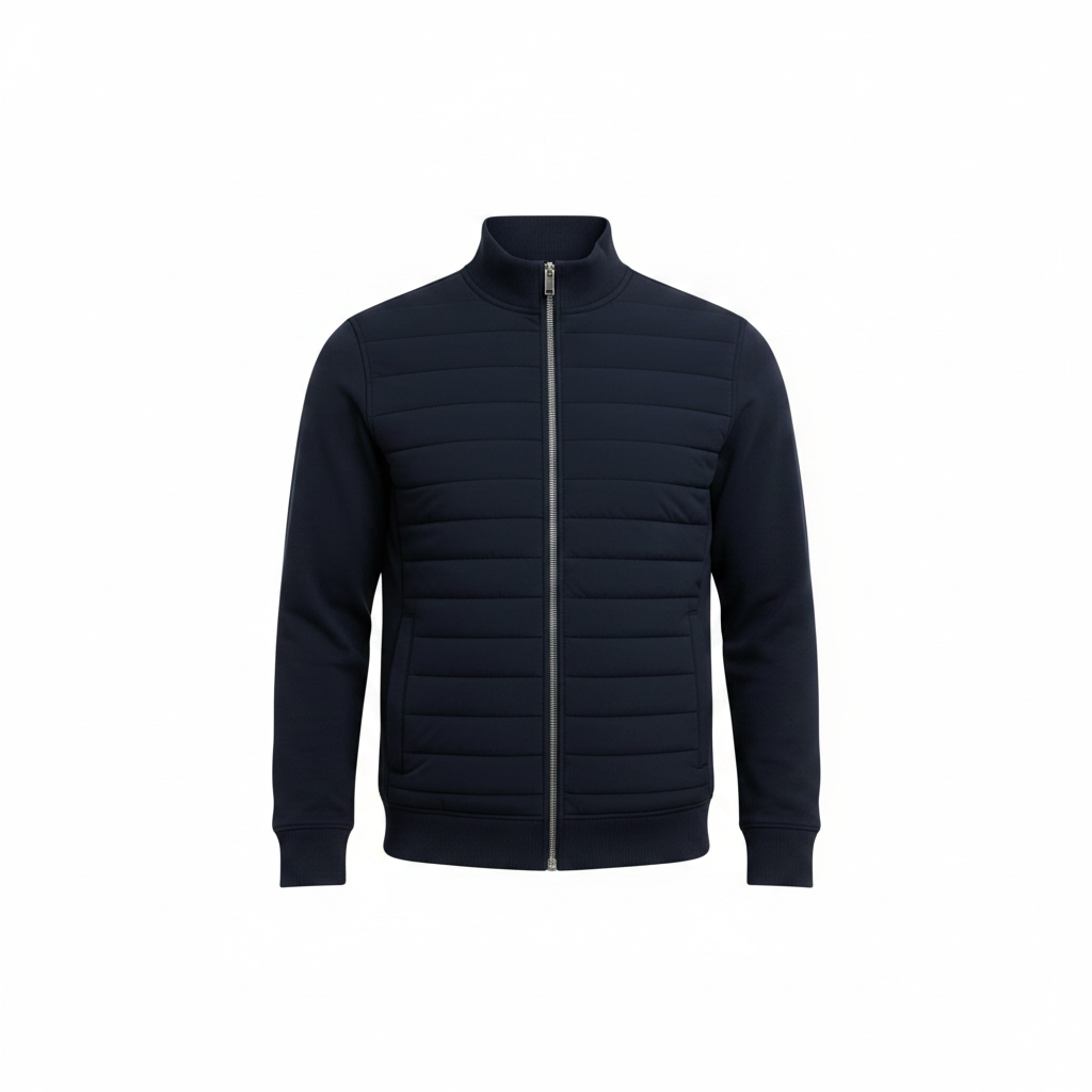 Inocencio | Chaqueta Híbrida Acolchada con Cuello Alto para Hombre - Azul marino