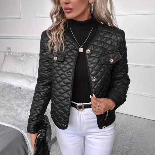 Isaura | Chaqueta Acolchada de Rombos con Botones Dorados