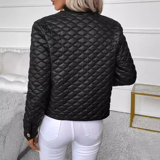 Isaura | Chaqueta Acolchada de Rombos con Botones Dorados