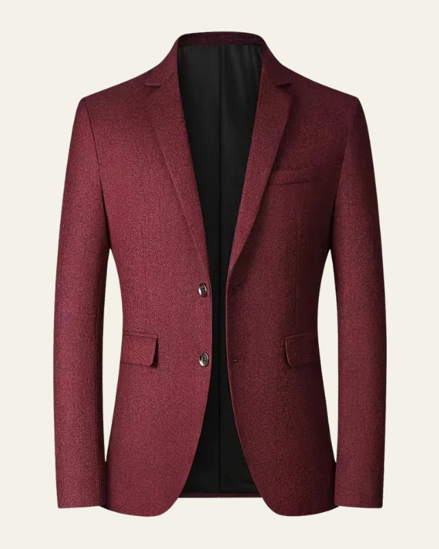 Isidro | Blazer Slim de Dos Botones en Tejido Jaspeado para Hombre - Burdeos