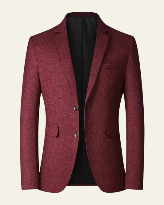 Isidro | Blazer Slim de Dos Botones en Tejido Jaspeado para Hombre - Burdeos