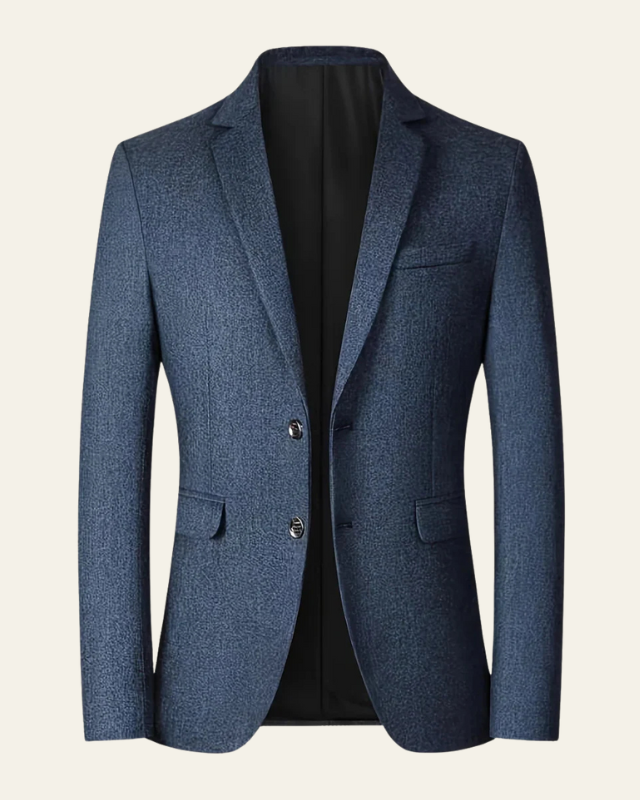 Isidro | Blazer Slim de Dos Botones en Tejido Jaspeado para Hombre - Azul