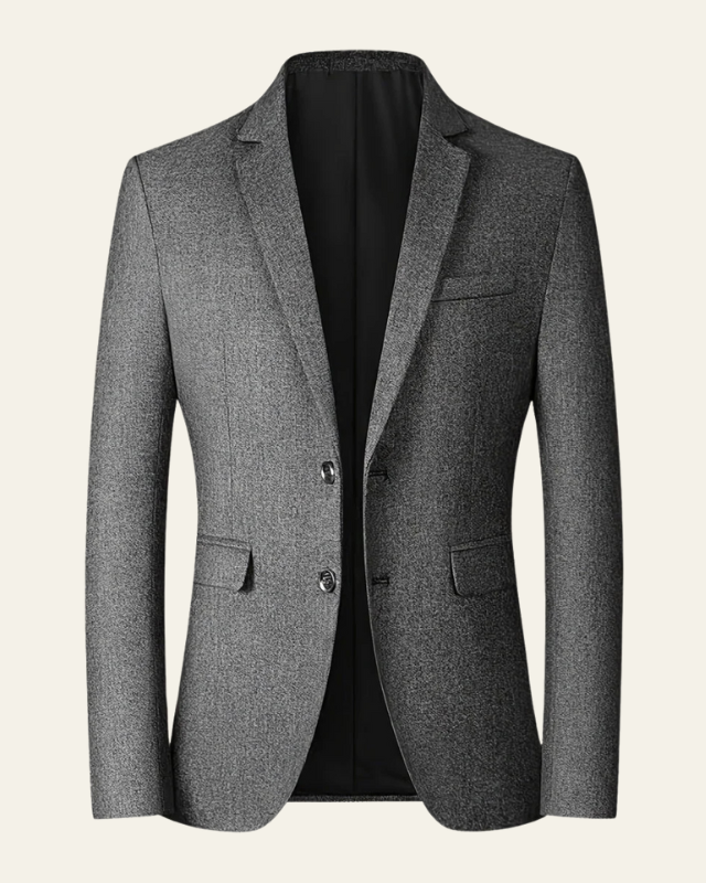 Isidro | Blazer Slim de Dos Botones en Tejido Jaspeado para Hombre - Gris