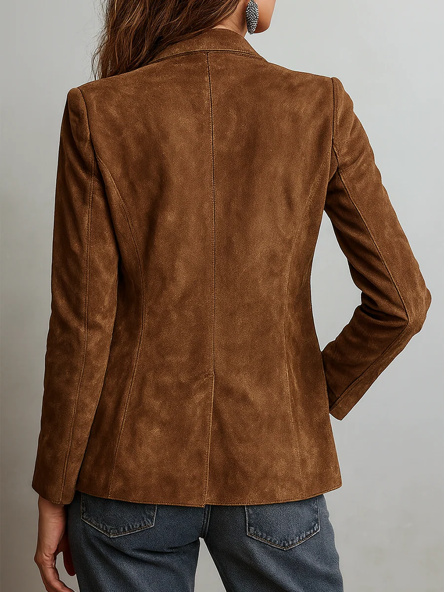 Chaqueta Efecto Ante Vintage con Pespuntes en Contraste - vista 2