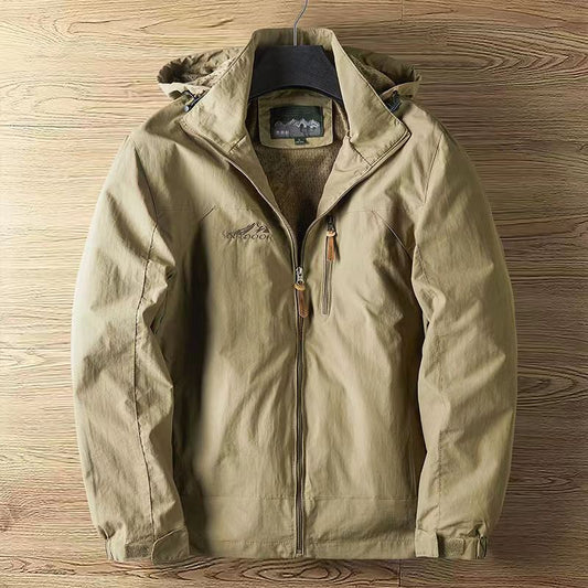 Jorge | Chaqueta Repelente al Agua con Capucha Desmontable para Hombre - Caqui