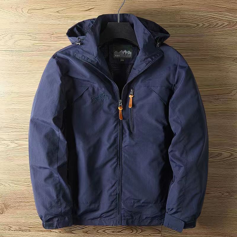 Jorge | Chaqueta Repelente al Agua con Capucha Desmontable para Hombre - Azul marino