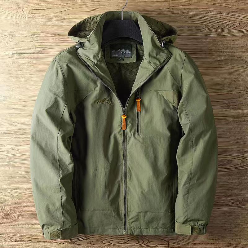 Jorge | Chaqueta Repelente al Agua con Capucha Desmontable para Hombre - Verde militar