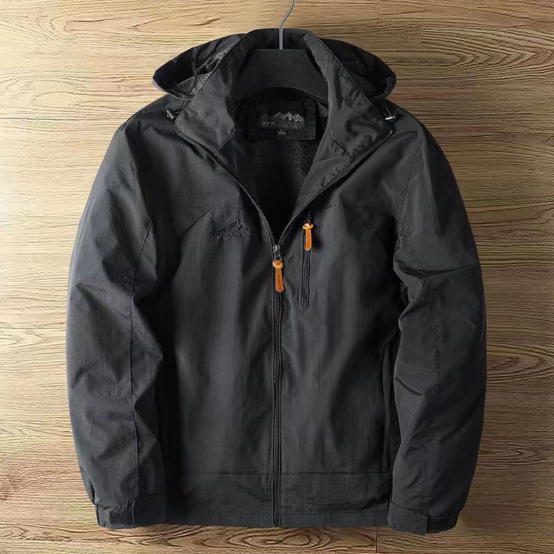 Jorge | Chaqueta Repelente al Agua con Capucha Desmontable para Hombre - Negro
