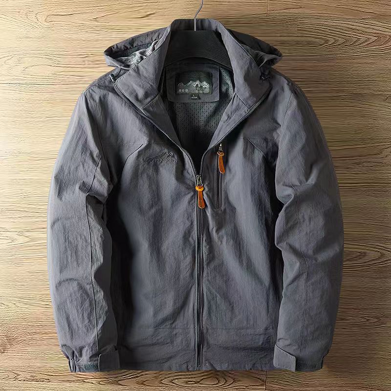 Jorge | Chaqueta Repelente al Agua con Capucha Desmontable para Hombre - Gris