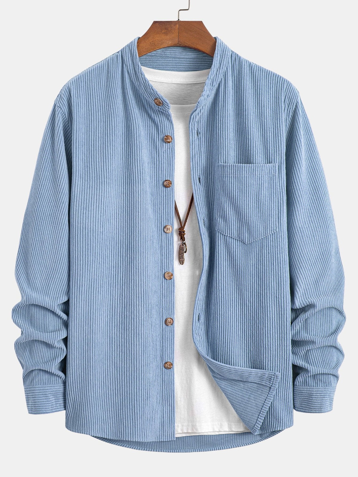 Camisa de Pana con Cuello Mao