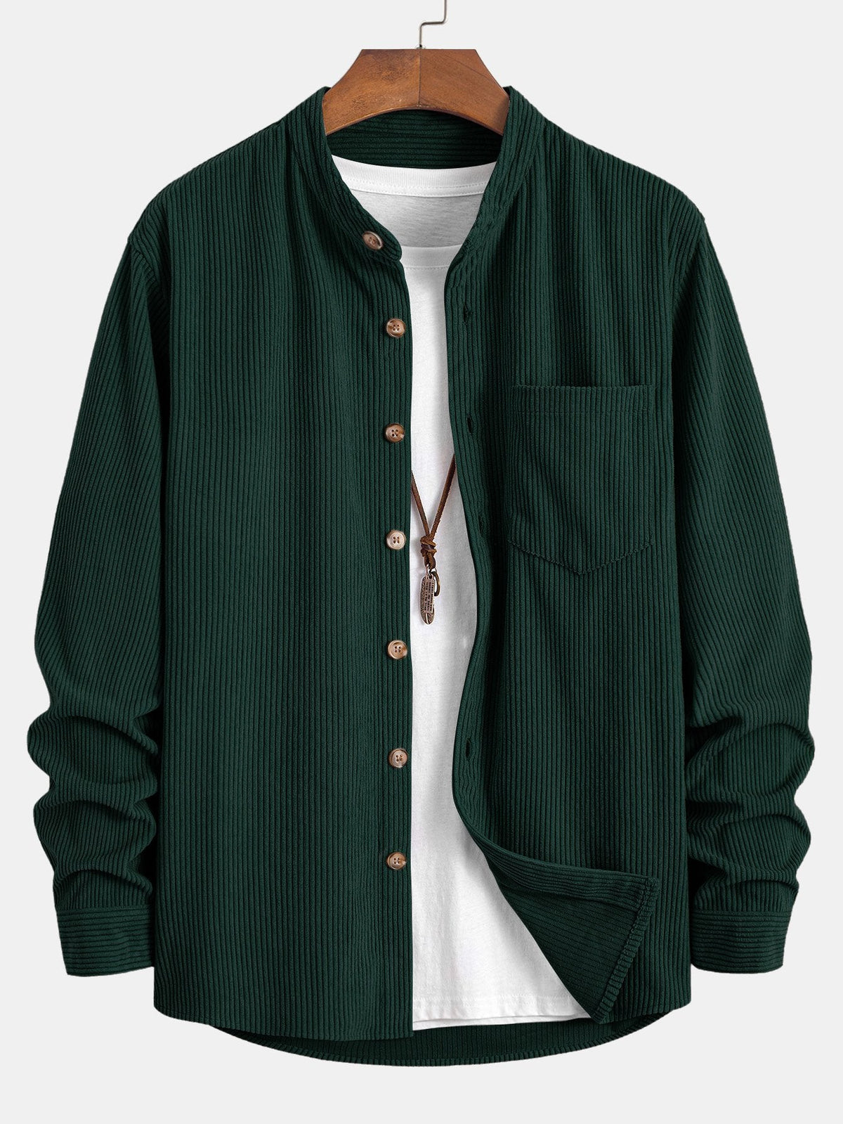 Camisa de Pana con Cuello Mao