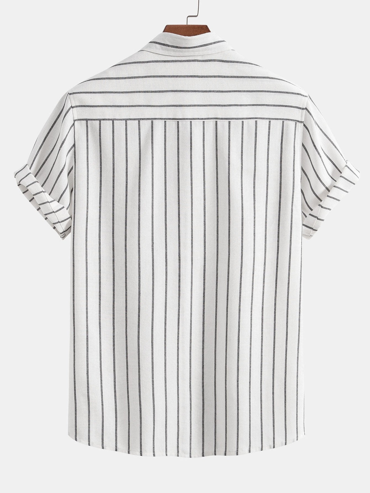 Camisa Abotonada a Rayas de Mezcla de Algodón