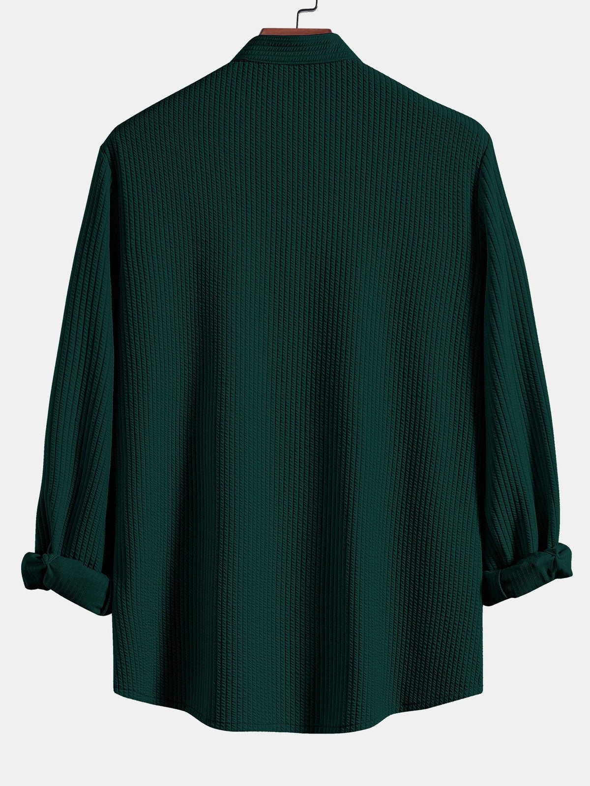 Camisa Acanalada de Manga Larga con Ajuste Musculoso y Cuello Levantado