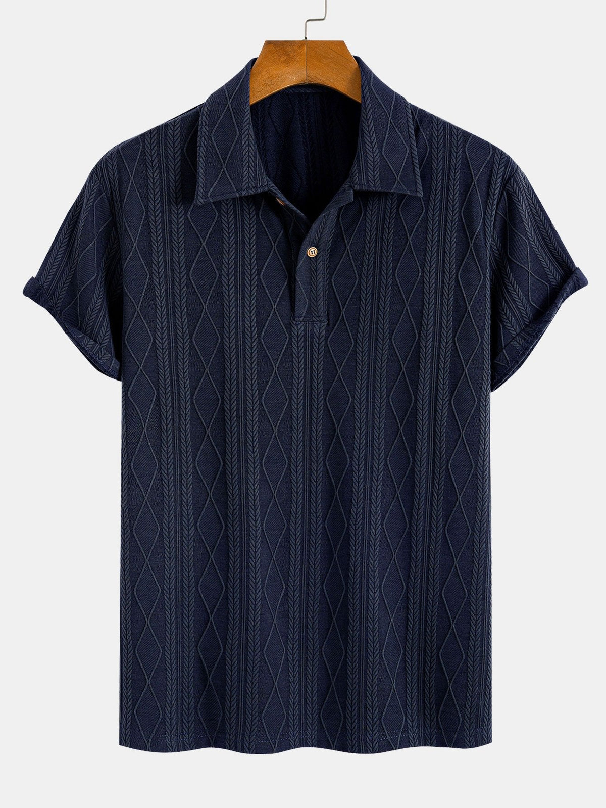 Polo de Punto Jacquard con Rombos Geométricos