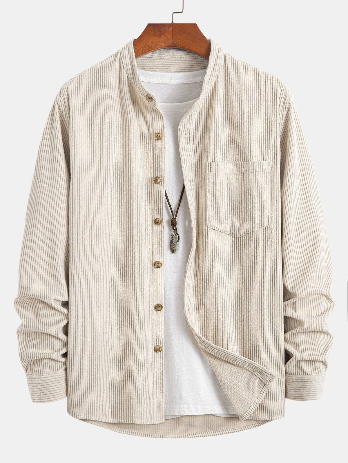Camisa de Pana con Cuello Mao