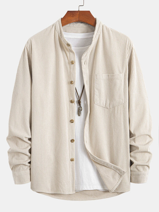 Camisa de Pana con Cuello Mao
