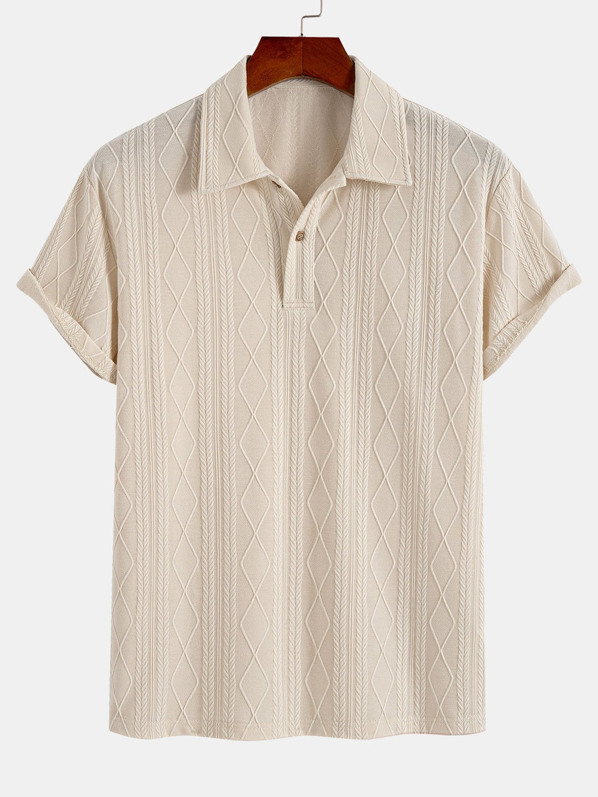 Polo de Punto Jacquard con Rombos Geométricos
