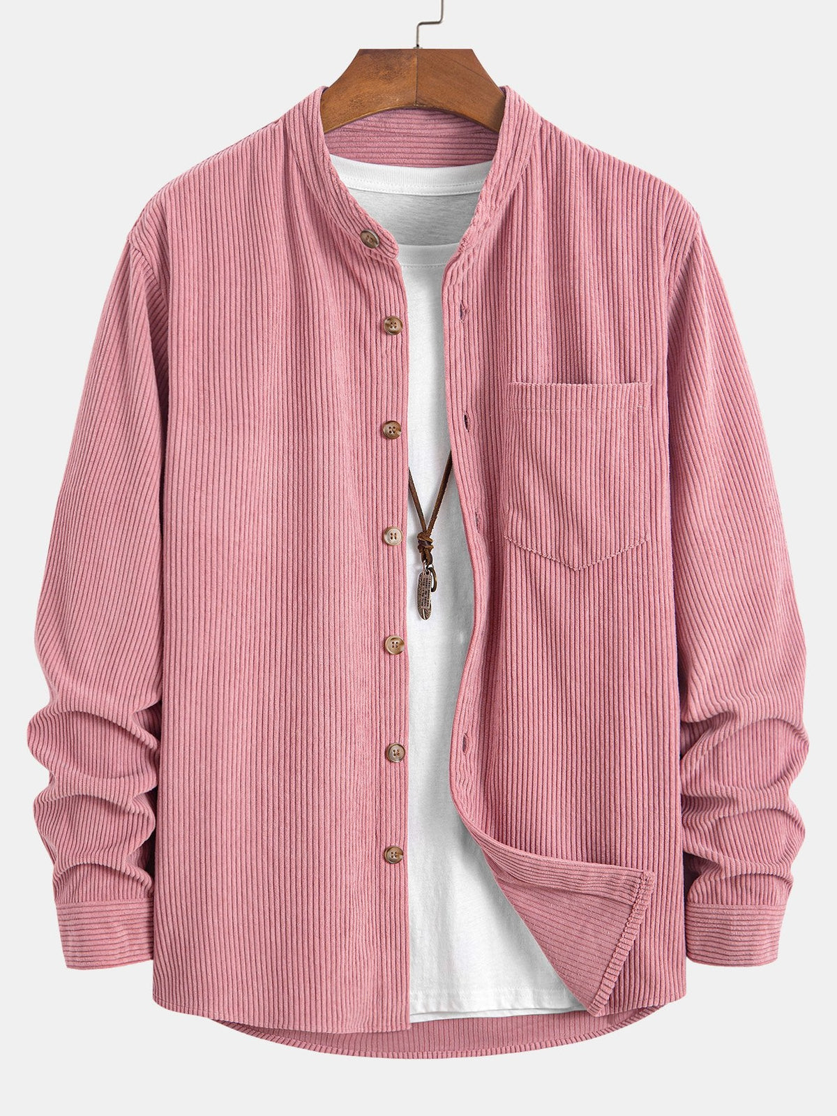 Camisa de Pana con Cuello Mao