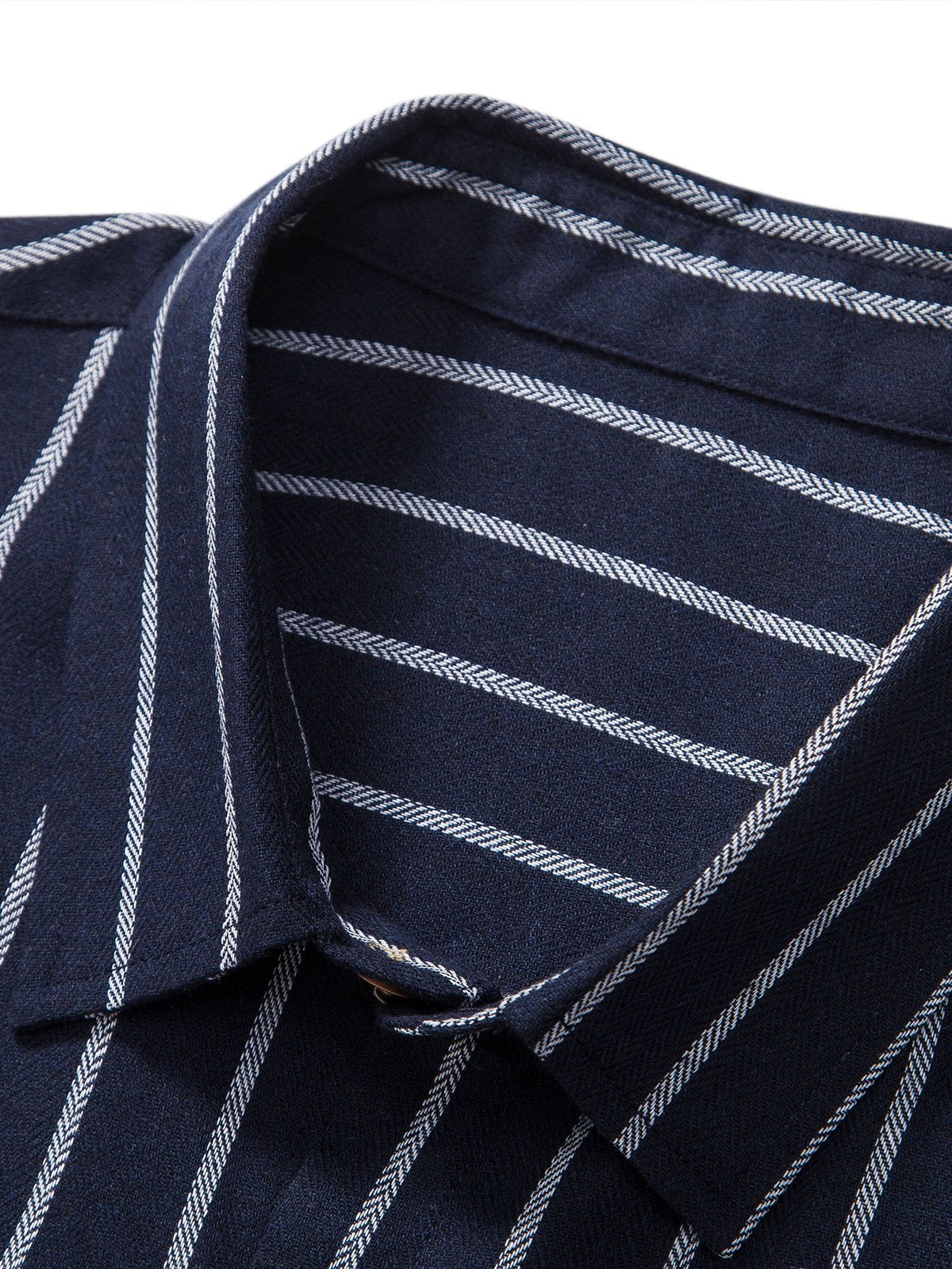 Camisa Abotonada a Rayas de Mezcla de Algodón