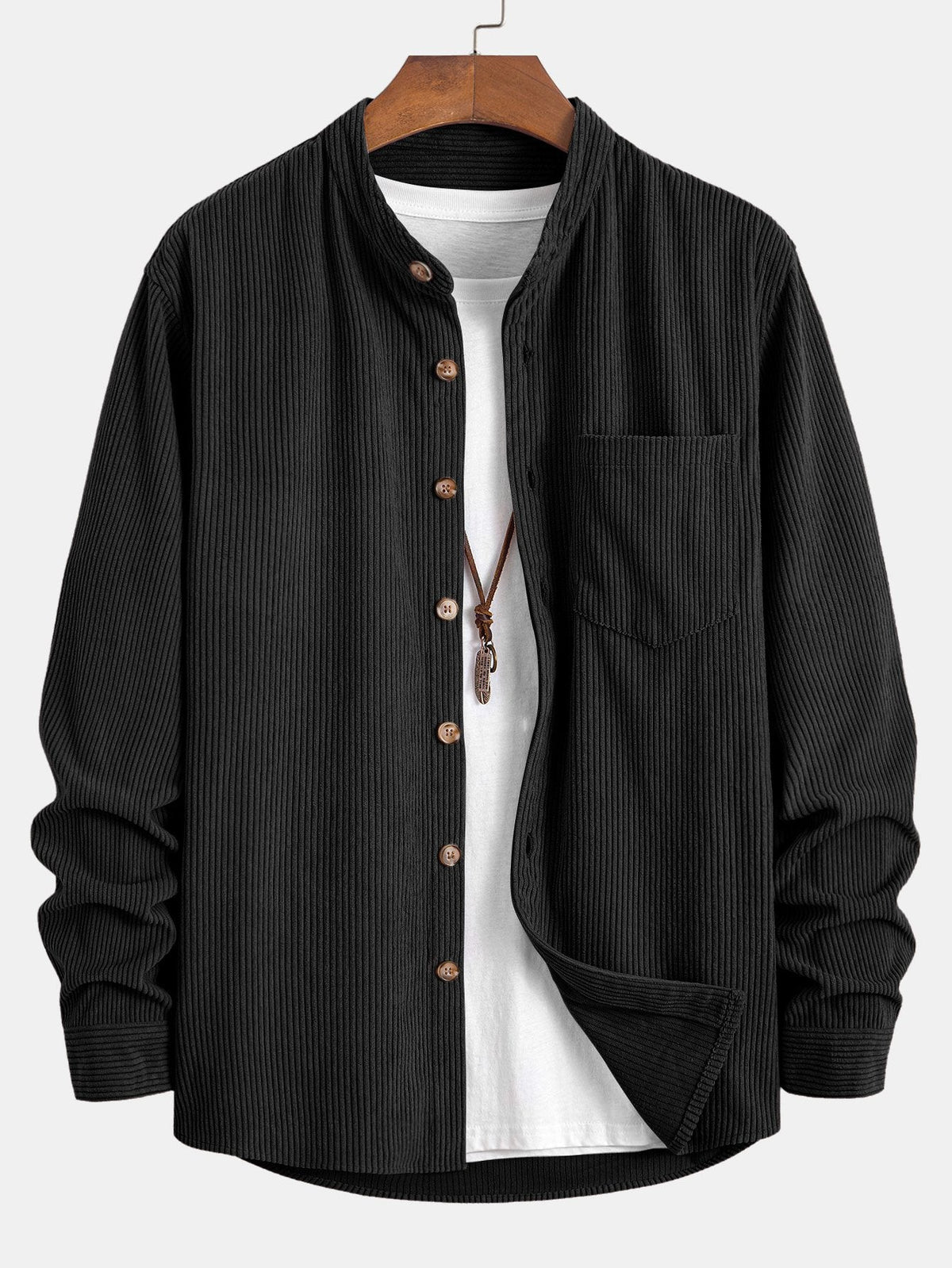 Camisa de Pana con Cuello Mao